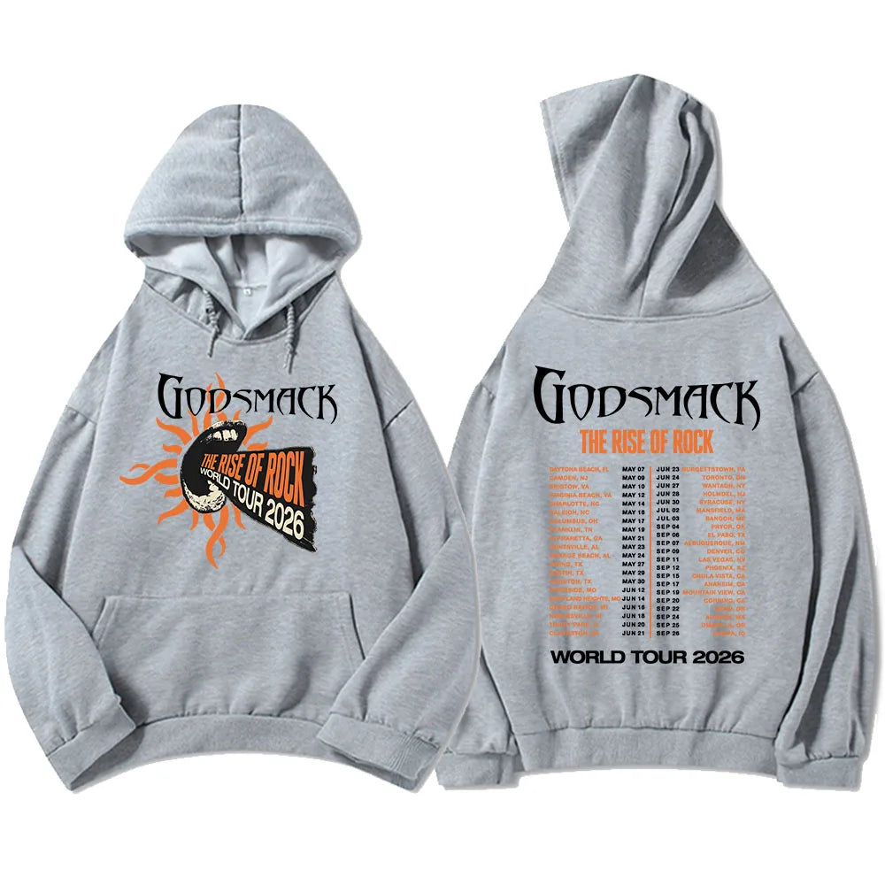 GODSMACK The Rise of Rock Tour 2026 Hoodies Loose Casual Men Women Pullovers Graphic Merch Fleece Long Sleeve Hooded Sweatshirts