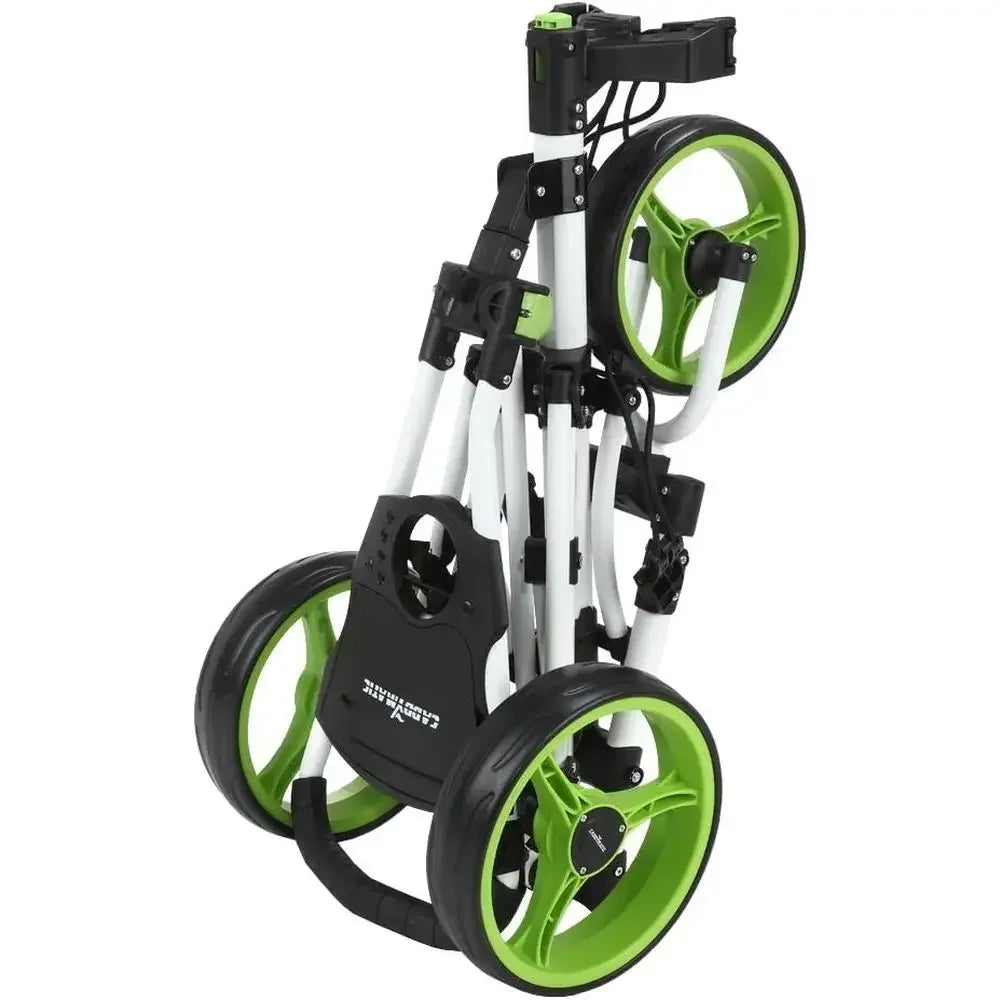 Lightweight One-k Folding Push/Pull Golf Cart in White and Green