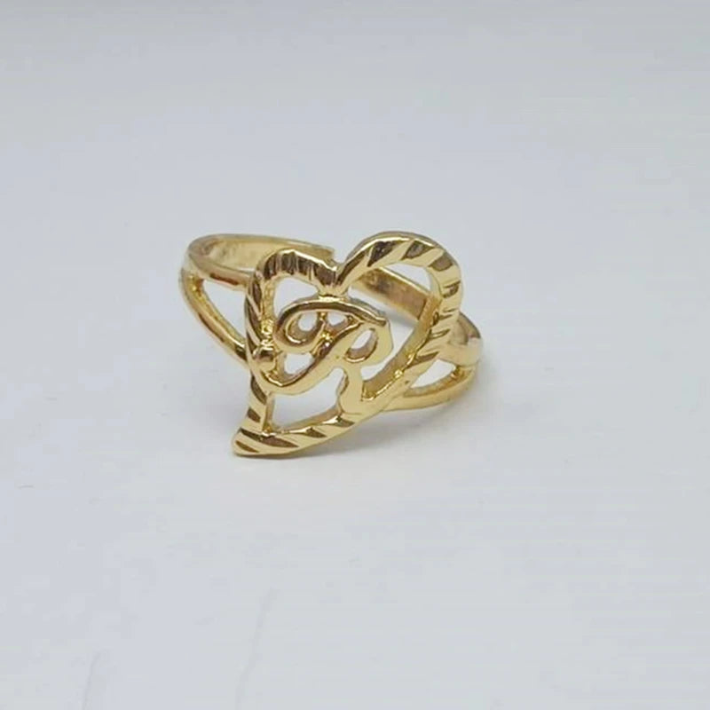 Duoying Custom Initial Rings Personality Hip-Hop Ring Heart Rings Letter Ring Heart Shape Gifts For Mom Gift