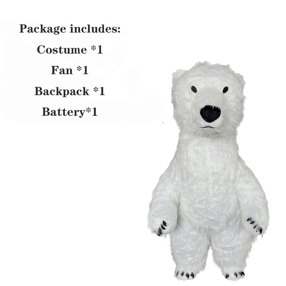 US stock Inflatable Polar Bear Costume Mascot for Advertising Christmas Halloween Adult Fursuit Panda Gorilla Carnival Suit