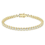 OXTAO Bezel Set Moissanite Tennis Bracelet 14K Gold Filled D Color VVS1 Round Cut Imitation Diamond Bracelet Gifts for Women