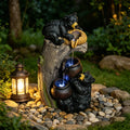 Bear Outdoor Water Fountain with LED Lights Cascading Fountains Outdoor for Patio Yard Balcony 23.62'' Garden Fountains Outdoor and Outdoor Water Fountain Decor