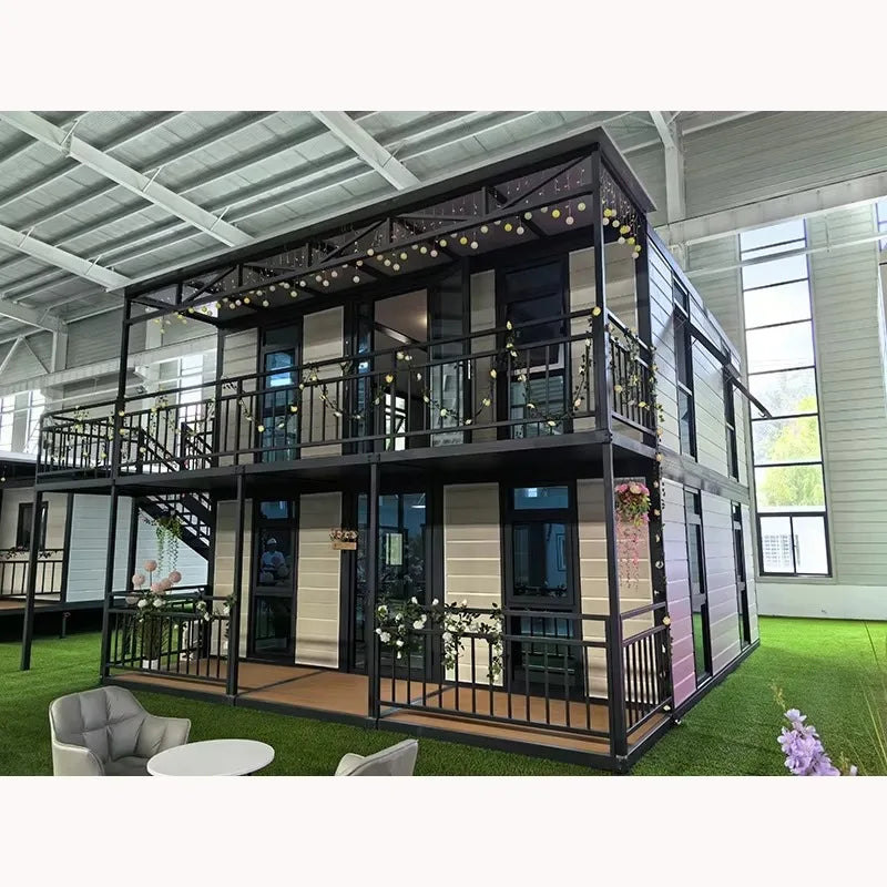 Waterproof Prefab Luxury Villa 20Ft Expandable Container House Prefabricated Portable Mobile Tiny Home with 2 Bedroom