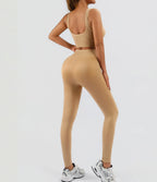 Women's Workout Outfits Ribbed Tank 2 Piece Seamless High Waist Gym Outfit Yoga Shorts Leggings Sets