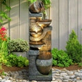 Multi-Level Outdoor Water Fountain - 42.5 Tall Cascading Feature - Ideal for Decks, Patios, Yards