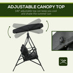 3-Seat Porch Swing Outdoor Swing Adjustable Canopy Cushion Black