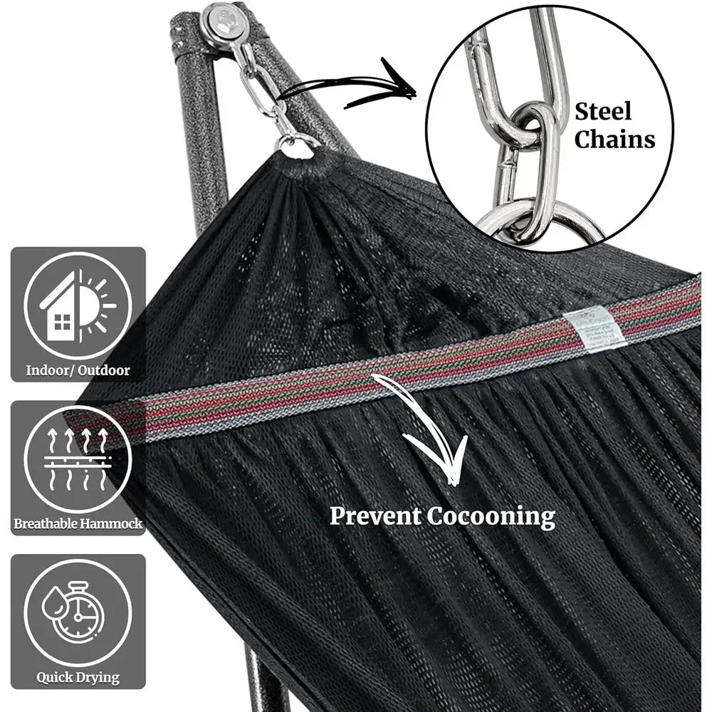 Durable 600 lbs Capacity Hammock with Stand, 20s Set Up, 3-Year Warranty, 2-Person Portable Camping Hammock, No Screws, Premium