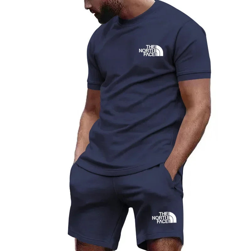 Hot Selling Men's Athletic Outfit Breathable Short Sleeve Tee & Sweatpants Set Casual Sports Suit for Workout Daily Wear