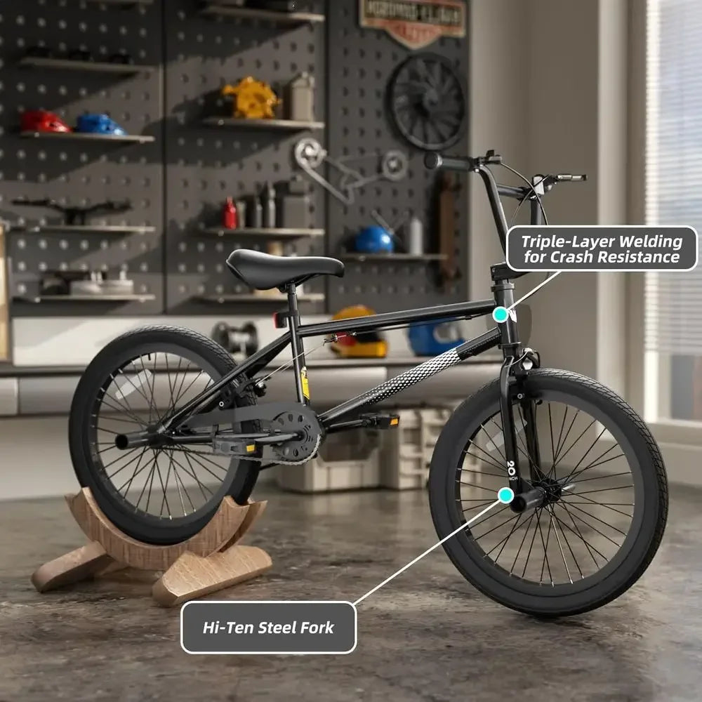 Youth BMX Bike 18-20 Inch, Ages 8-12, Adjustable Seat, Front & Rear U-Brakes, 2.09 Wide Tires