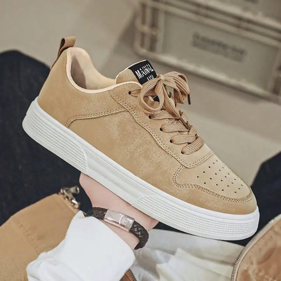 Solid Color Lace Up Thick Sole Skate Shoes Comfortable Non Slip Versatile Casual Walking Sneakers For Men Daily Outdoor All