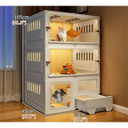 Indoor Large Cat Enclosure with Litter Box and Transparent Door (105x45x70cm)