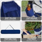 Oversized Portable Hammock Swing Chair with Adjustable Backrest, Lightweight Rocking Outdoor Seat Supports 440lbs - Blue