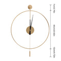 Classical Large Decorative Wall Clock with Pendulum, Modern Non-Ticking Silent Metal Wall Clocks for Living Room, Bedroom, Study, Office, 23.6" (Gold)