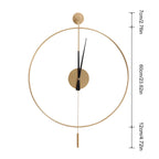 Classical Large Decorative Wall Clock with Pendulum, Modern Non-Ticking Silent Metal Wall Clocks for Living Room, Bedroom, Study, Office, 23.6" (Gold)