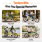 ZUKKA 24" Tandem Bike Double Rider Bicycle All Terrain Tire with Basket Rack for Couple Family Outdoor Cycling