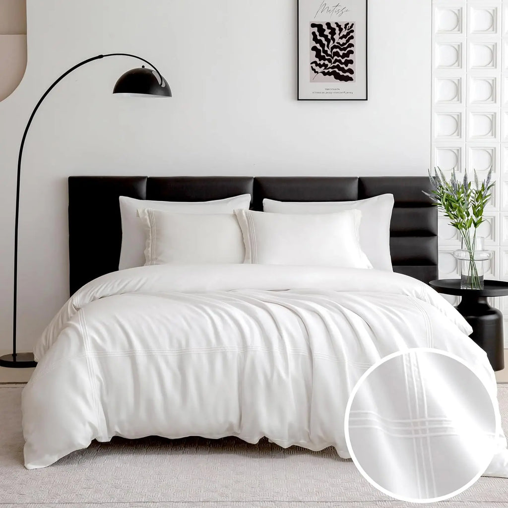 Simple&Opulence 100% Eucalyptus Lyocell Tencel Duvet Cover Set Cooling Breathable Soft Silky
