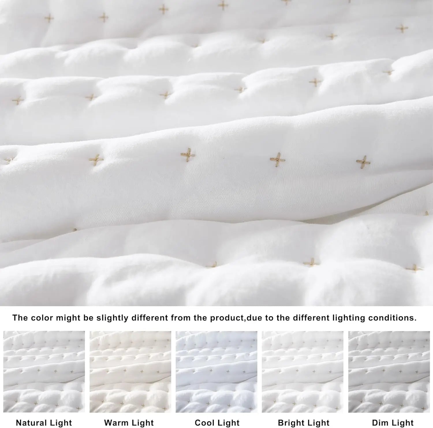 Luxury Cross-Stitch Design Quilt Bedding Set Lightweight Soft Summer Bedspread All-Season Quilted Coverlet with 2 Pillow Shams Twin Queen King California King Size Bed Covers