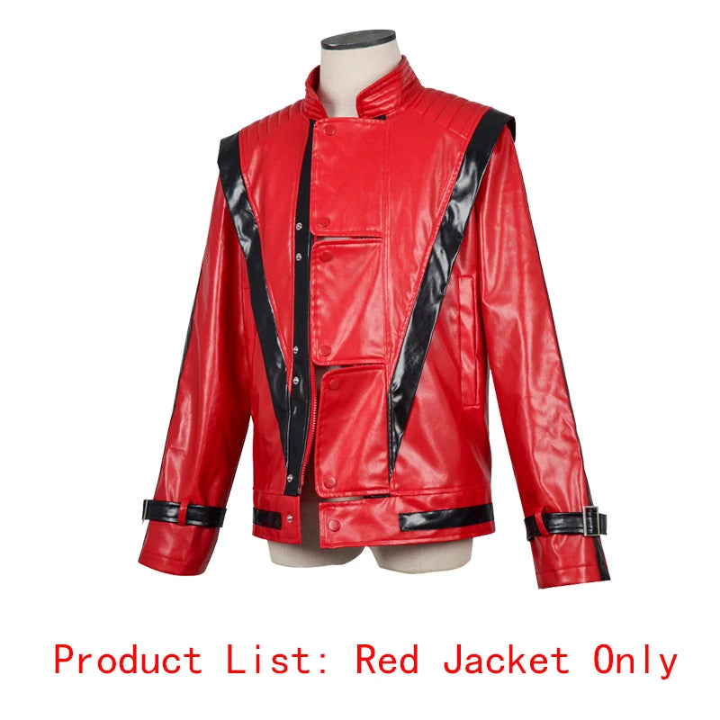 Halloween costume Jackson cosplay jacket imitator world dance king creator red and white leather jacket stage performance pa