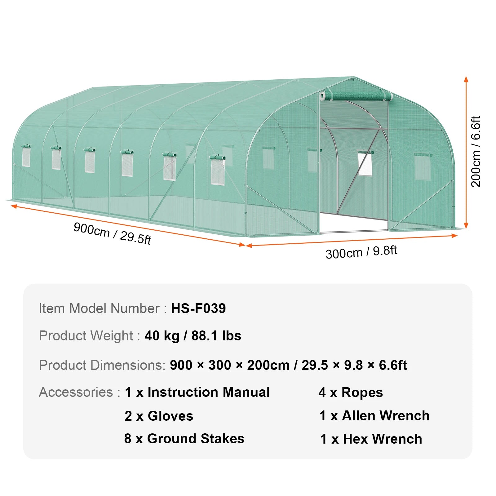 SucceBuy Walk-in Tunnel Greenhouse Hoop House Greenhouse Tunnel Plant House with Galvanized Steel Frame Swing Door for Outdoor