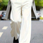 Mens Solid Color Straight Leg Dress Pants Cotton Blend Casual Office Wear