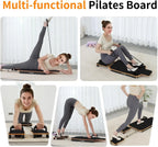 Home Workout Pilates Board in Maple Wood & Steel, Natural Color, Quick Assembly & Adjustable Resistance