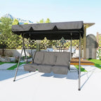 3-Person Adjustable Shade Outdoor Swing Chair for Patio and Porch