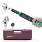 MoveCrab Digital Torque Wrench 6.8-135Nm Adjustable Precision Click Torque Wrench Set with Interchangeable Heads (Ratchet & Open-End), Ft-lb/Nm Dual Scale