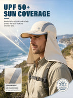 Quick Dry Breathable Sun Hat With Detachable Neck Flap Foldable UPF50+ UV Protection Wide Brim Fishing Baseball Cap For Travel Camping Cycling