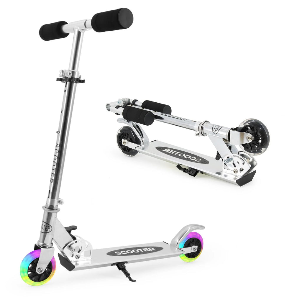 Kick Scooter for Ages 3+,Kid, Teens Light-Up ABEC-10 Wheels Foldable Kick Scooters for Girls Boys with 3 Adjustable Handlebar and Rear Brake