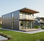 Tiny Expandable Container House Bedroom Bathroom Kitchen Off Grid Mountain Retreat Cabin Style Surrounded by Natural Forest View