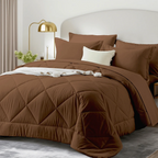 5/7 Piece Solid Color Bed Comforter Set Queen, Creative Geometric Pattern Design, Soft And Comfortable Summer Bedding Set