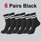 6/10/20 Pairs Men Women Striped Round Neck Socks Spring Autumn Breathable Odor Proof Sweat Absorbing All-Season Casual Socks