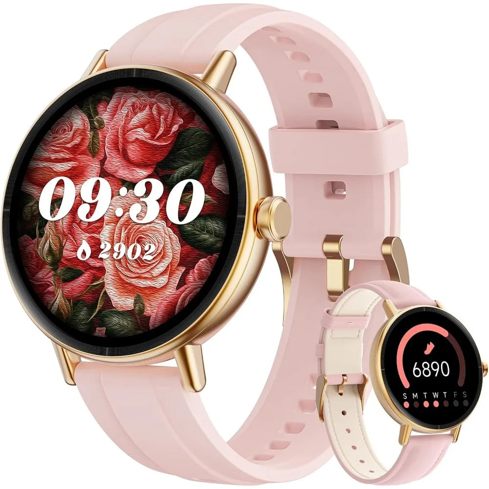 Smart Watch for Women: Activity Tracker, 40mm, Call & Fitness Features, 2 Bands, Pink