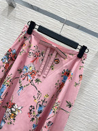 Women Pure Cotton Poplin Printed Big Swing Skirt Elegant Versatile Casual Midi Skirt