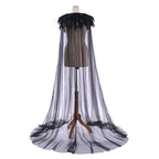 Gothic Black Feather Cloak Unisex Medieval Cape Shawl Mesh Festival Rave Role Playing Cosplay Costume Carnival cloak