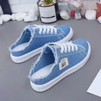 2024 Spring Summer Women Canvas Sneakers Low Top Lace Up Denim Flat Shoes Female Casual Board Shoes