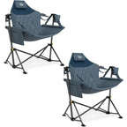 Portable Heavy-Duty Hammock Chair with Adjustable Backrest, Supports 300lbs, Ideal for Camping, Travel, and Patio, Blue 2-Pack