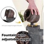 6-Tier Cascading Bowl Fountain with Stacked Stones for Gardens, Patios, Balconies, and Lawns (Gray)