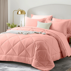 5/7 Piece Solid Color Bed Comforter Set Queen, Creative Geometric Pattern Design, Soft And Comfortable Summer Bedding Set
