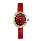 Women's Small Dainty Oval Watch Rhinestone Crystal Studded Bezel PU Leather Band Strap Analog Quartz Wristwatch Arabic Numeral Black Red Dial Vintage Luxury Fashion Mini Cute Ladies Elegant Gift Birthday Christmas All Seasons