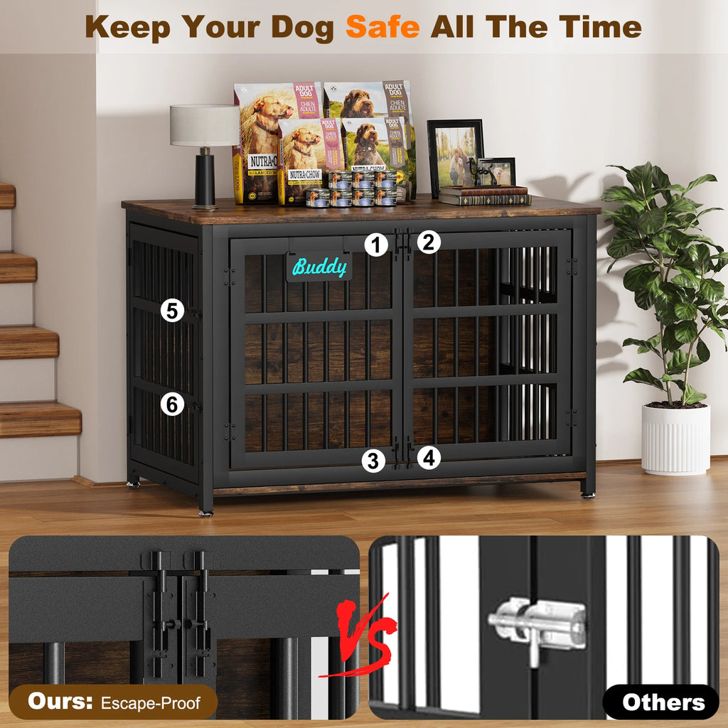 Dog Crate Furniture with Casters,Heavy Duty Dog Kennel Indoor for Large and Medium Dogs,Decorate House as TV Stand,Bedside Table