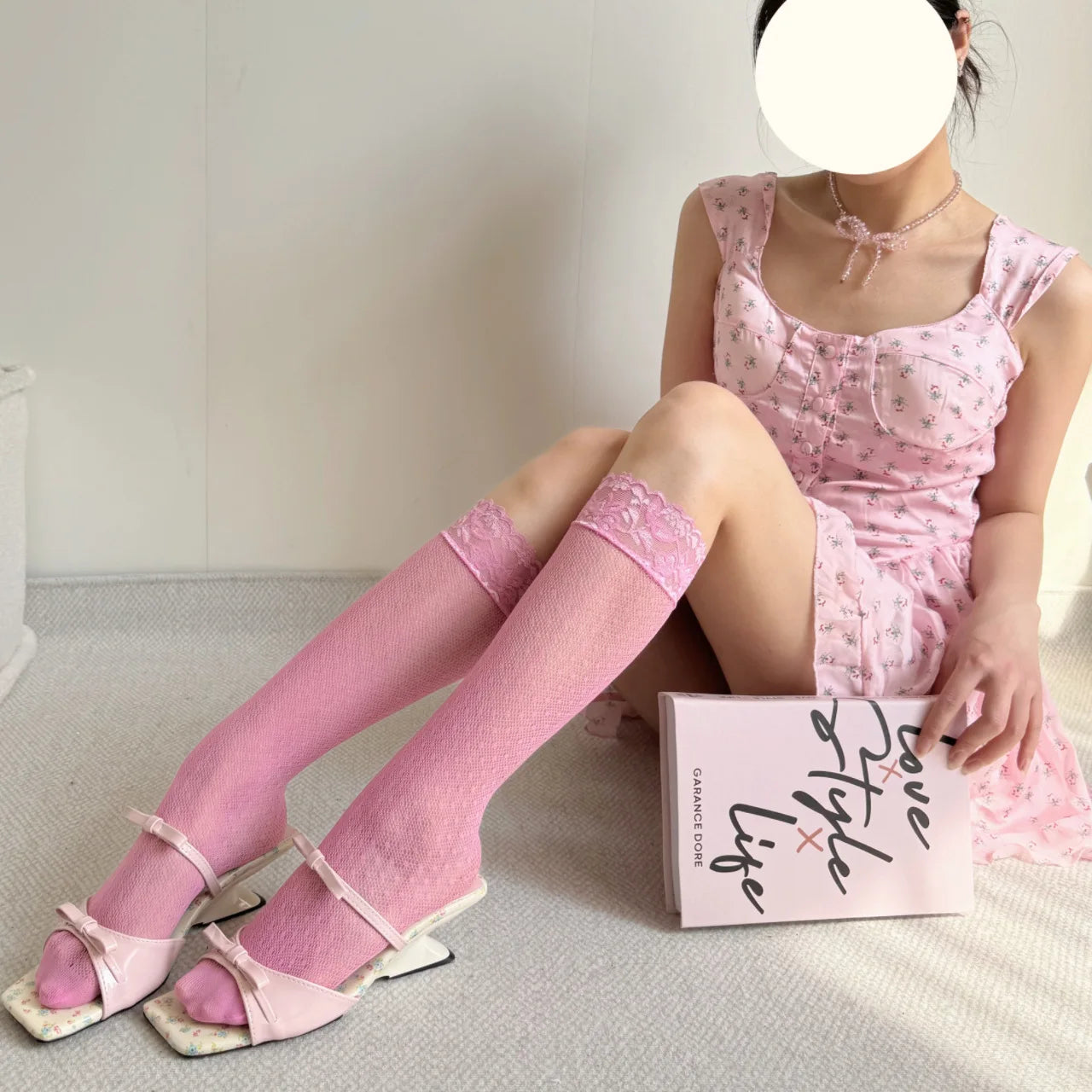 Sheer Lace Knee High Socks for Women, Y2K Coquette Kawaii Mesh Long Tube Socks, Breathable Stretchy Hosiery, 10 Colors to Choose.