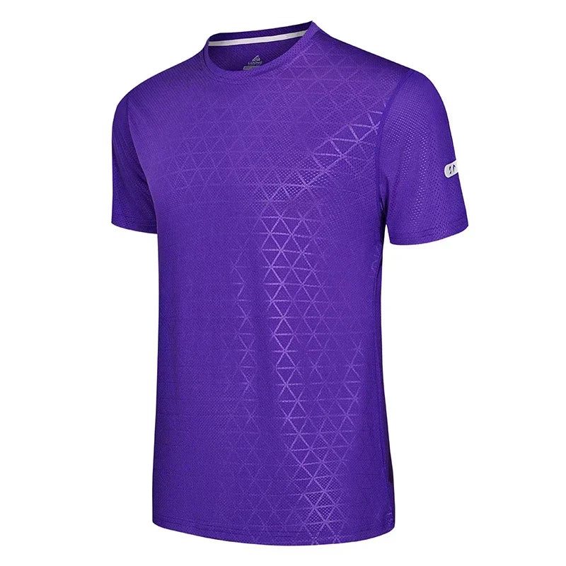 Summer Men Athletic Short Sleeve Dry Fit Sport T Shirt Polyester Breathable Gym Yoga Golf Workout Daily Top