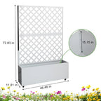 Metal Planter Box with Trellis 73"x47"x12" Raised Garden Bed with Trellis and Wheels Outdoor Garden Box with Privacy Screen and