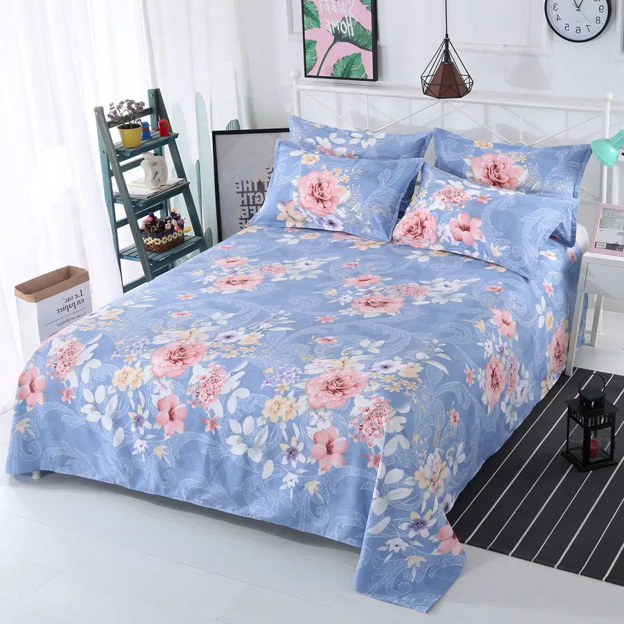 3pcs/Set Home Textile Bed Sheet Set with Pillowcases Cotton Material Lovers Room Bedding Room Flat Sheet