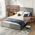Farmhouse Queen Bed with Barn Door Headboard and Footboard, Pinewood Frame, Grey