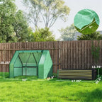 Mini greenhouse for garden bed use, green and dark gray colored durable plastic construction with UV protection and ventilation