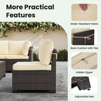 7 Piece Patio Furniture Set, Outdoor Sectional Rattan Conversation Set for Garden, Porch, Backyard