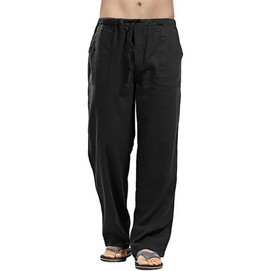 Wide Pants Spring Men's Korean Fashion Sports Streetwear Linen Oversize Trousers Yoga Pants Sweatpants Casual Daily Wear