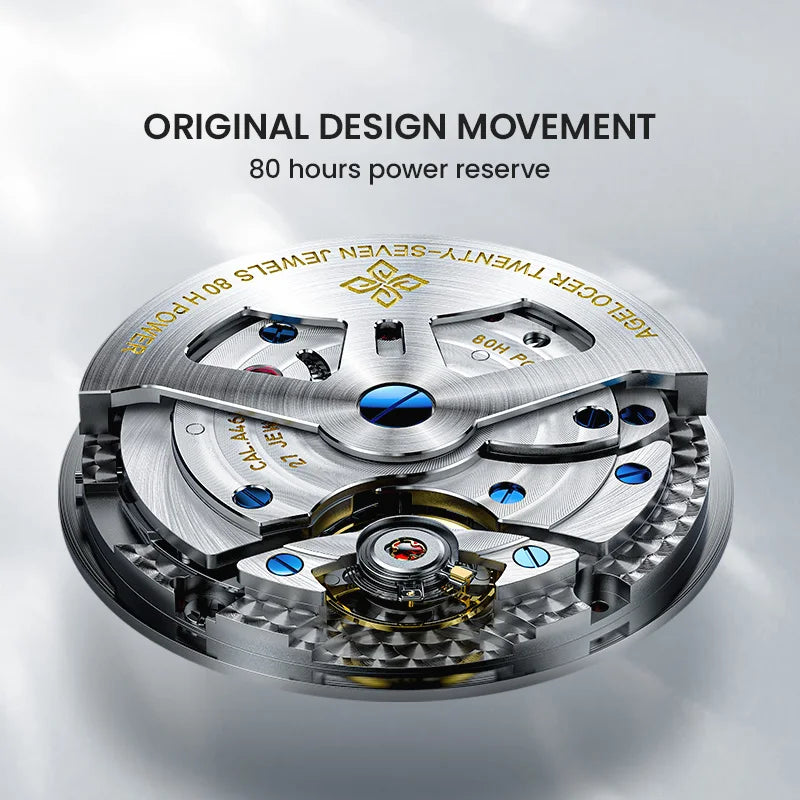 AGELOCER Original Budapest Watch Men's Luxury Gold Watch Big Calendar Automatic Mechanical Watch Birthday Gift for Men